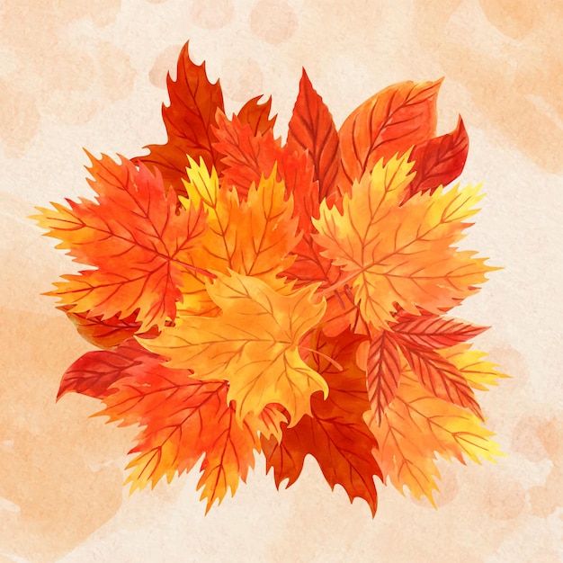 Tas d'aquarelle de feuilles d'automne