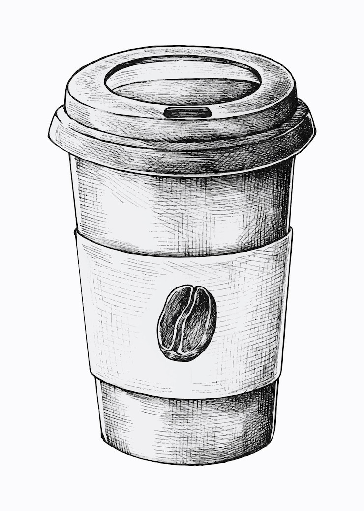 Vecteur gratuit tasse de café à emporter dessinée à la main