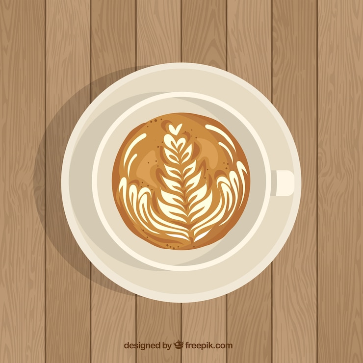 Vecteur gratuit tasse à café plate avec vue de dessus
