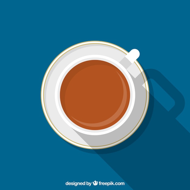 Vecteur gratuit tasse à café plate avec vue de dessus