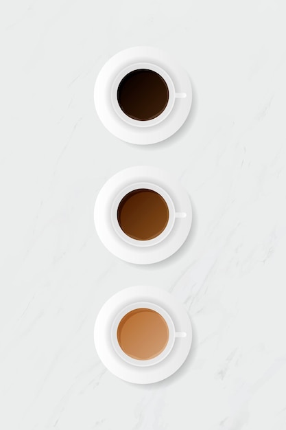 Tasse à café sur le vecteur de modèle de fond de marbre blanc