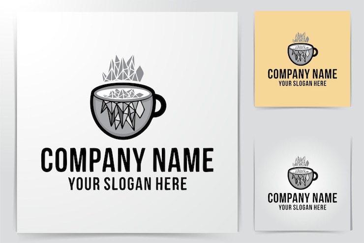 Vecteur gratuit tasse à café en verre, dessins de logos inspiration isolé sur fond blanc