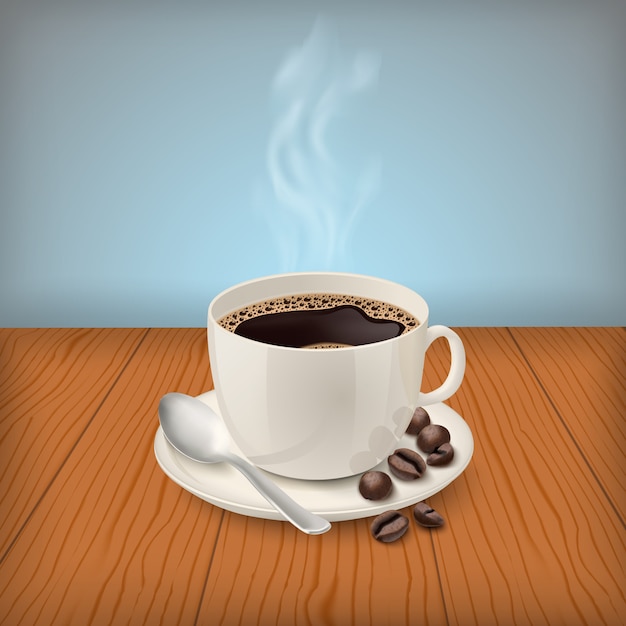 Vecteur gratuit tasse réaliste avec espresso classique noir sur la table