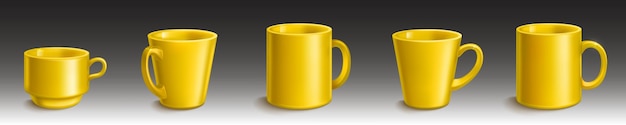 Vecteur gratuit tasses à thé et café tasses maquette 3d