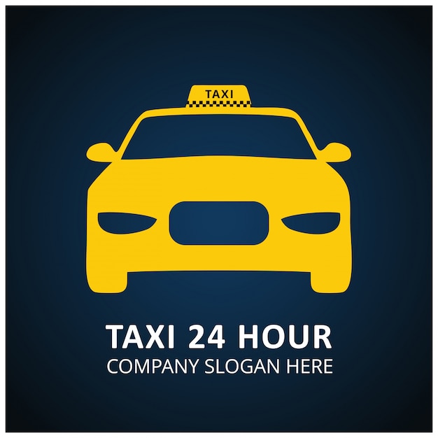 Vecteur gratuit taxi icon taxi service 24 hour serrvice taxi car blue and black background