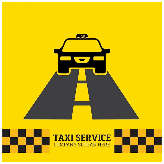 Vecteur gratuit taxi icon taxi service taxi car course sur route yellow background