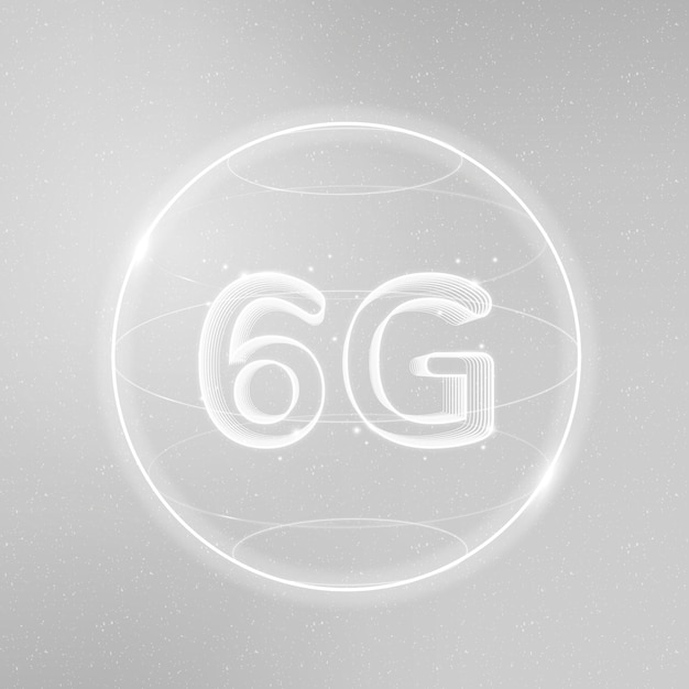 Vecteur gratuit technologie de connexion globale 6g blanche dans l'icône numérique du globe