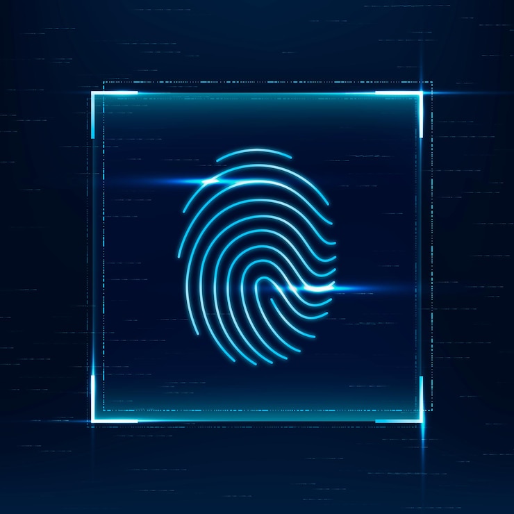 Vecteur gratuit technologie de cybersécurité vectorielle à balayage biométrique d'empreintes digitales