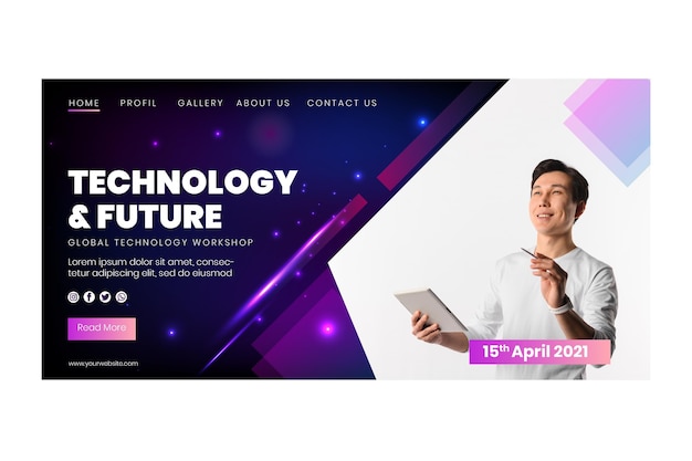 Vecteur gratuit technologie et future landing page