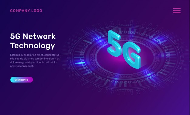 Technologie de réseau 5G, concept isométrique