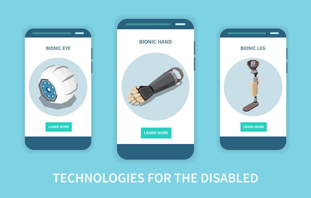 Vecteur gratuit technologies pour les téléphones portables handicapés