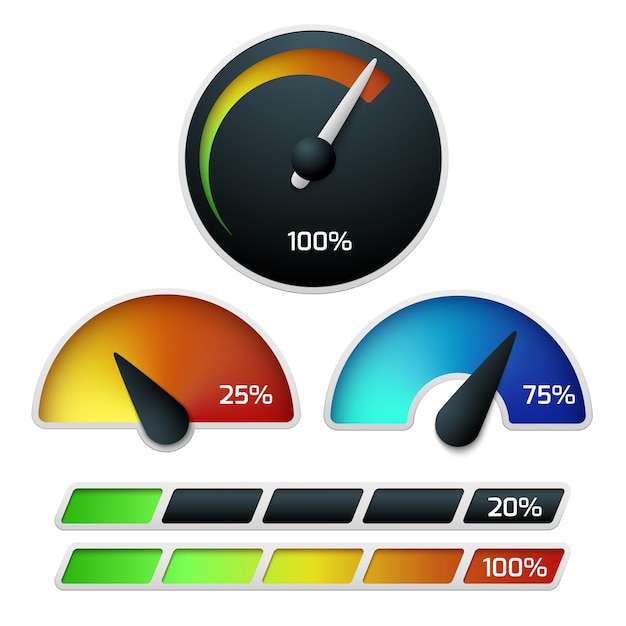 Vecteur gratuit télécharger le jeu de compteurs de vitesse