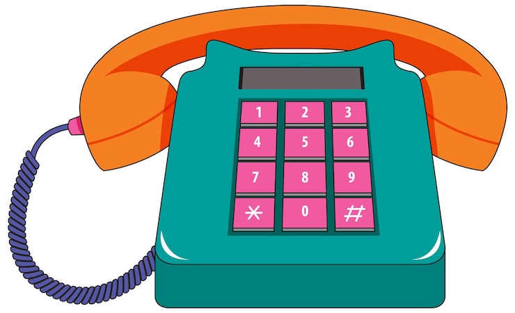 Vecteur gratuit téléphone fixe ou téléphone rétro isolé
