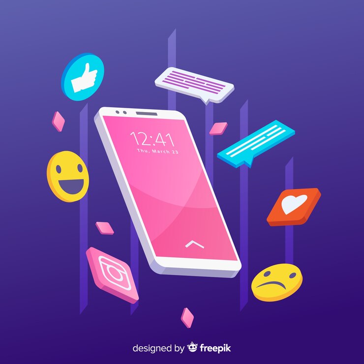 Vecteur gratuit téléphone mobile antigravité isométrique