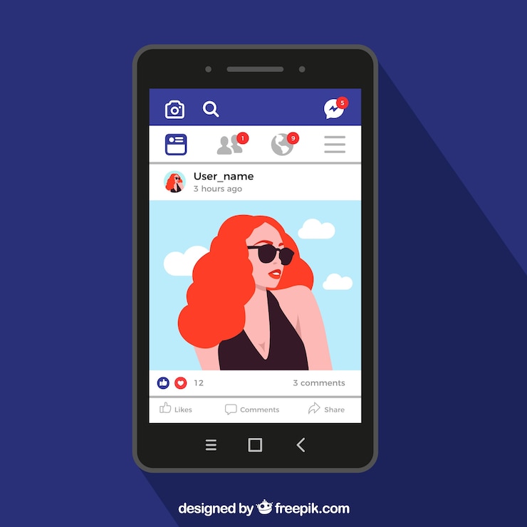 Vecteur gratuit téléphone mobile plat avec notifications facebook