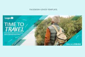 Vecteur gratuit temps de conception plat pour voyager couverture facebook