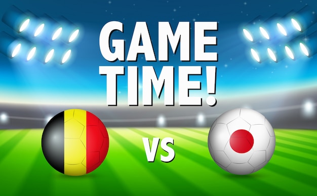 Vecteur gratuit temps de jeu belgique vs japon