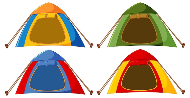 Tente De Camping Dans Un Ensemble De Couleurs Différentes
