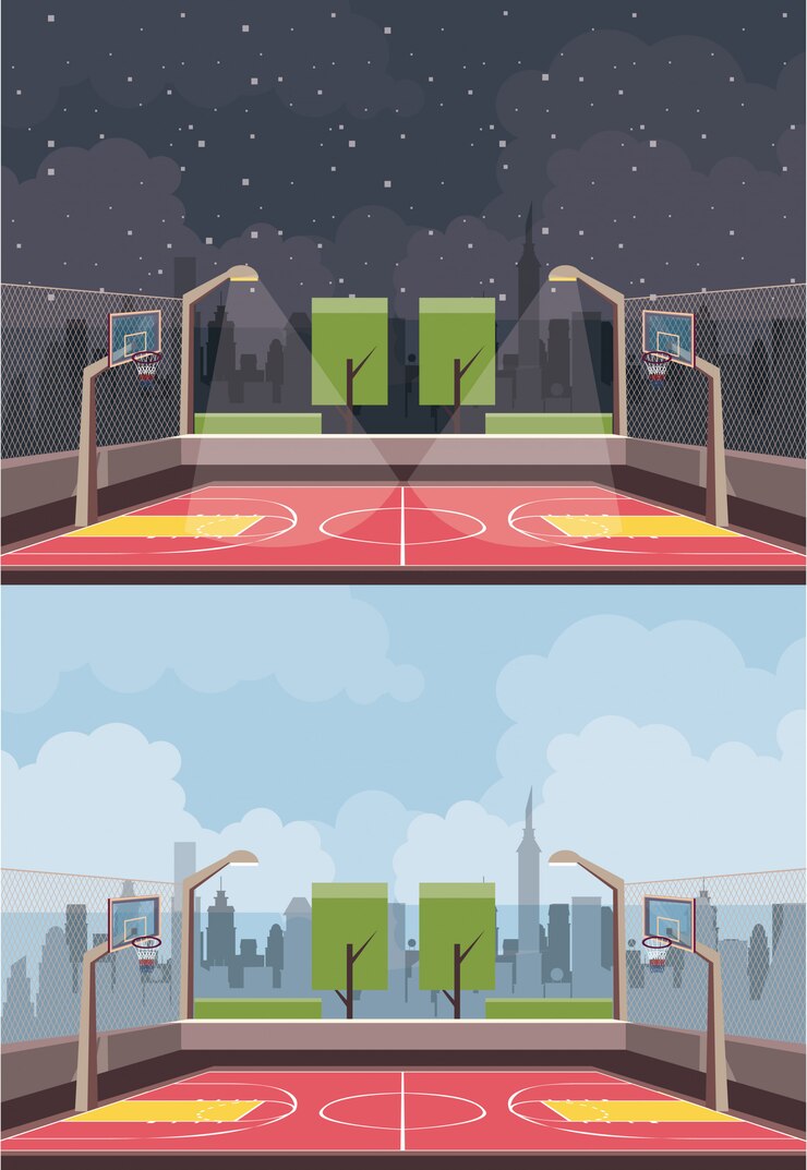 Vecteur gratuit terrain de basket dans la ville