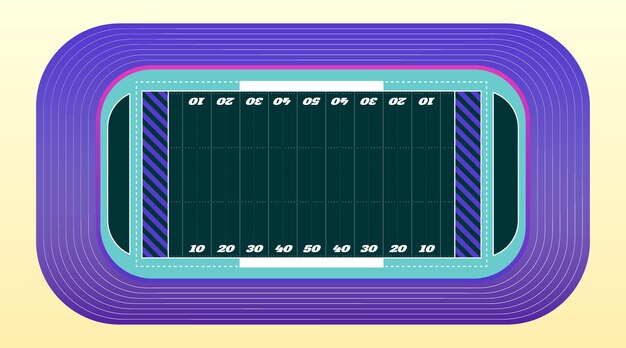 Terrain de football américain design plat