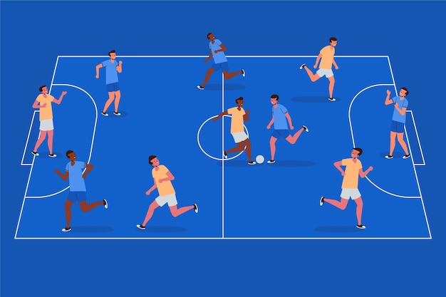 Terrain De Futsal Avec Illustration De Joueurs