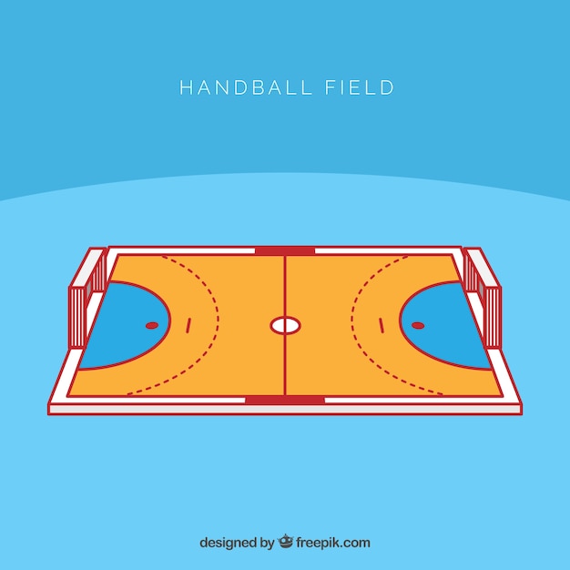 Vecteur gratuit terrain de handball avec perspective