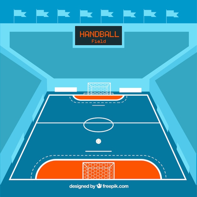 Vecteur gratuit terrain de handball avec perspective