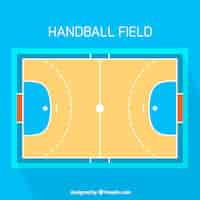 Vecteur gratuit terrain de handball avec vue de dessus