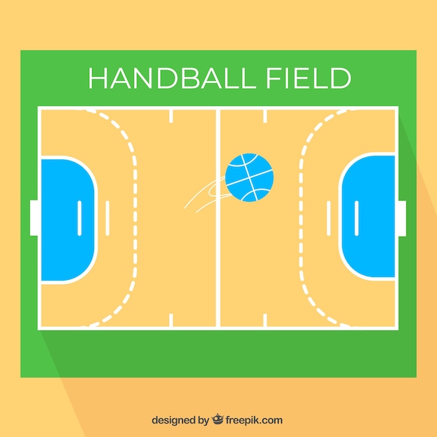 Vecteur gratuit terrain de handball avec vue de dessus