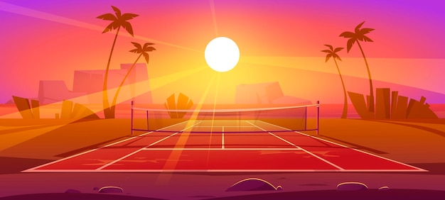 Vecteur gratuit terrain de tennis terrain extérieur pour exercices sportifs