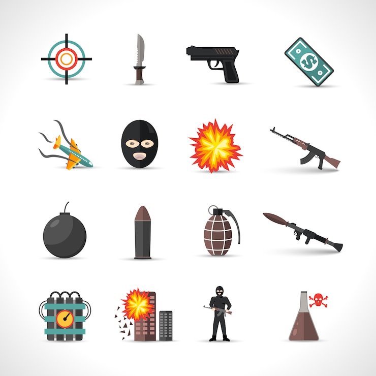 Vecteur gratuit terrorism icons set