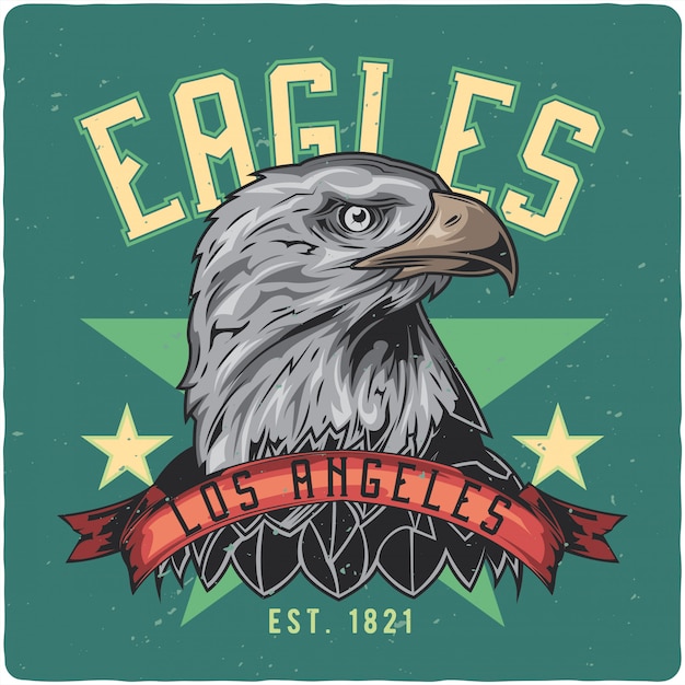 Illustration D Aigle Dans Un Style Dore Sur Fond Sombre Element Pour Affiche Carte Signe Impression Image Vecteur Premium
