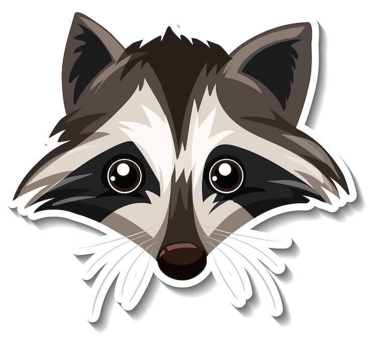 Vecteur gratuit tête d'autocollant de dessin animé animal raton laveur