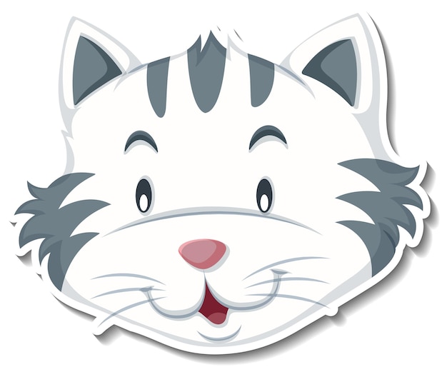 Vecteur gratuit tête de chat blanc en style cartoon