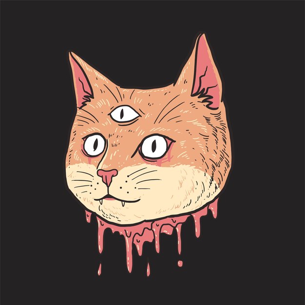 Tete De Chat Coupe Mignon Vecteur Premium