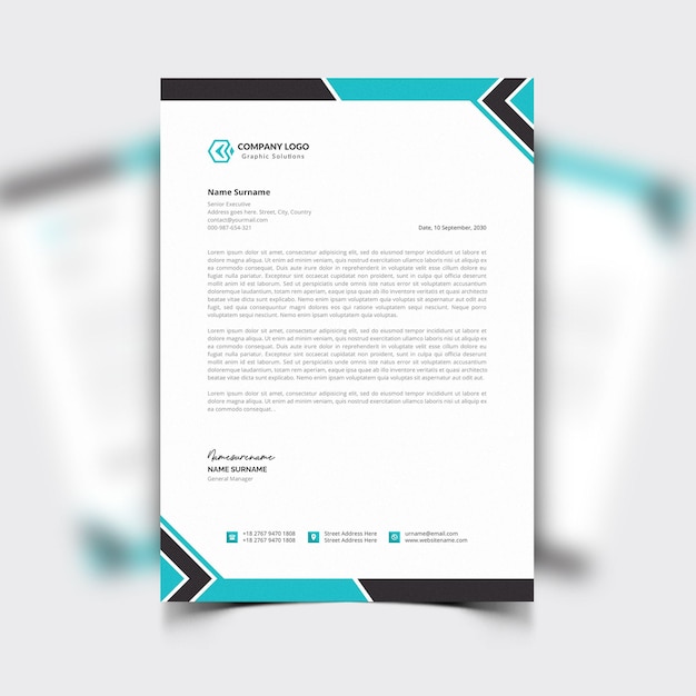 En-tête de lettre d'entreprise moderne avec un design professionnel
