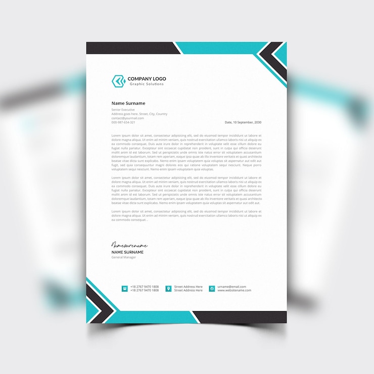 Vecteur gratuit en-tête de lettre d'entreprise moderne avec un design professionnel