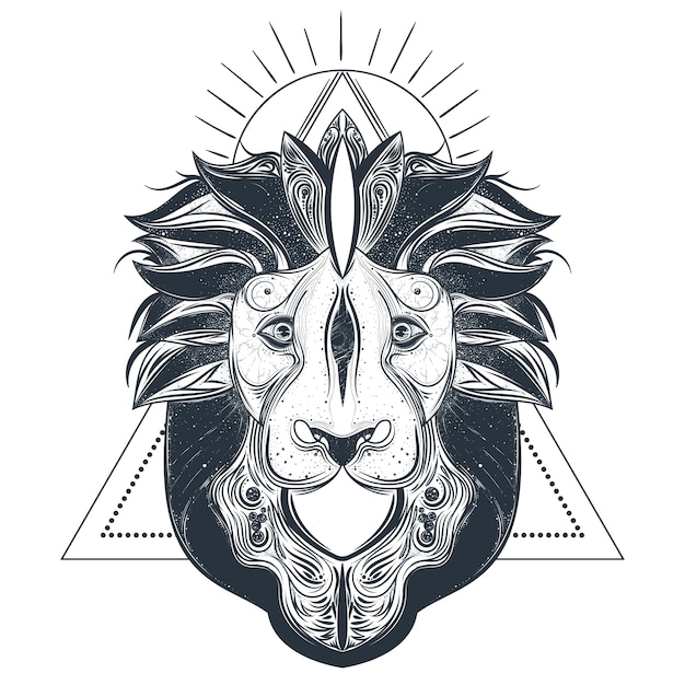 Tête de lion ligne art vector illustration