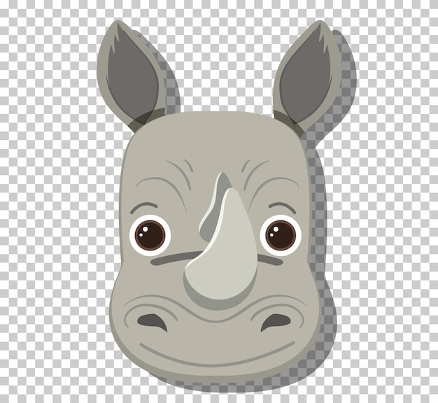 Vecteur gratuit tête de rhinocéros mignon en style cartoon plat