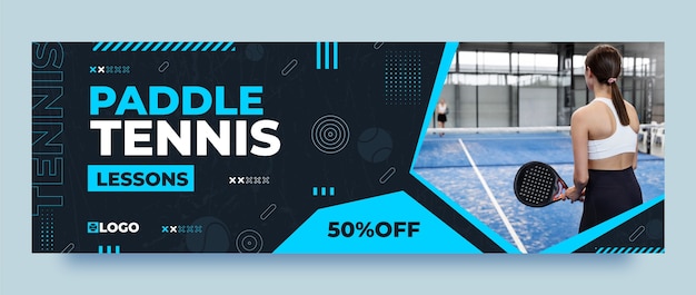 Vecteur gratuit en-tête de tweet de paddle tennis à conception plate