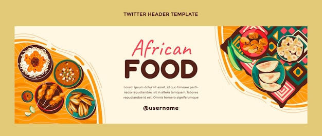 Vecteur gratuit en-tête de twitter alimentaire africain design plat