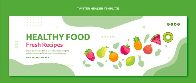 En-tête De Twitter Alimentaire Design Plat