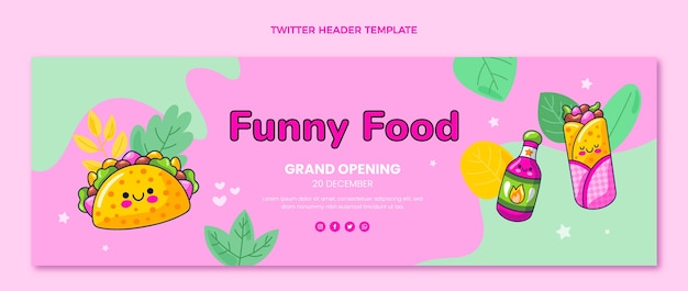 Vecteur gratuit en-tête de twitter alimentaire dessiné à la main