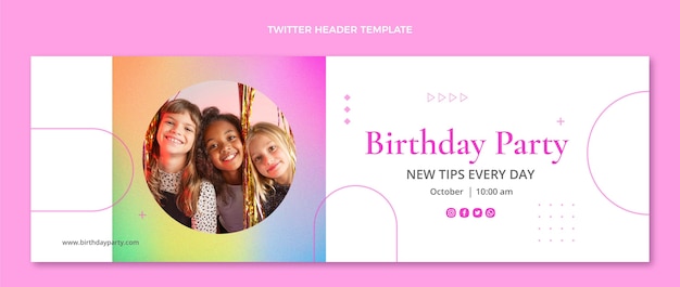 Vecteur gratuit en-tête twitter d'anniversaire de texture dégradée