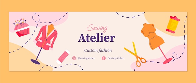 Vecteur gratuit en-tête twitter de l'atelier de design dessiné à la main