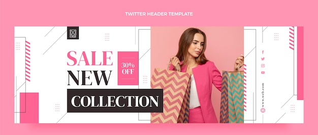 Vecteur gratuit en-tête twitter de boutique de mode design plat