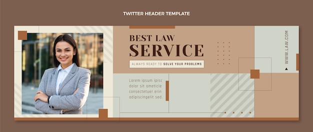 Vecteur gratuit en-tête twitter de cabinet d'avocats plat