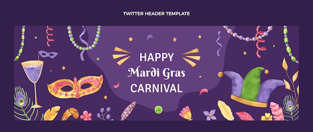 Vecteur gratuit en-tête twitter de carnaval aquarelle