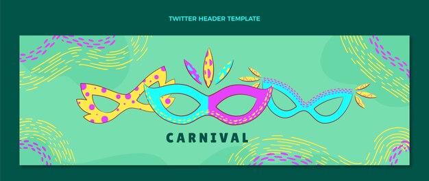 Vecteur gratuit en-tête de twitter de carnaval plat