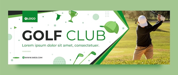 Vecteur gratuit en-tête twitter de club de golf design plat